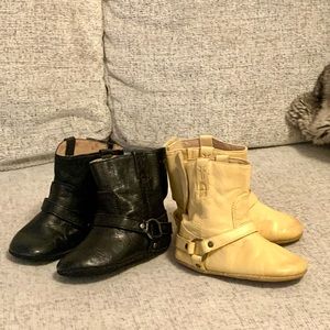 Bundle of Black & Banana Frye Leather Toddler Harness Boots, 4